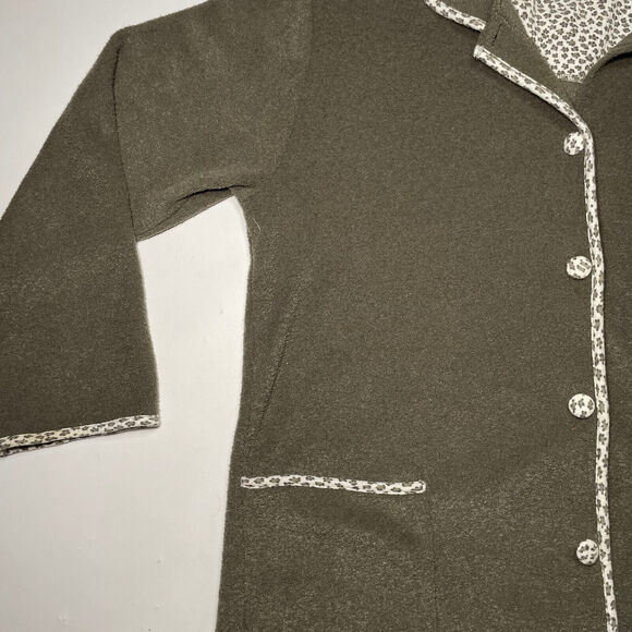 Vintage Fleece Cardigan Sz 12 Eclectic Grandma Cottage Novelty Cozy Soft Relax - Picture 5 of 11